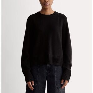 Everlane 'The Boxy' Black Cashmere Crew Cardigan Size M